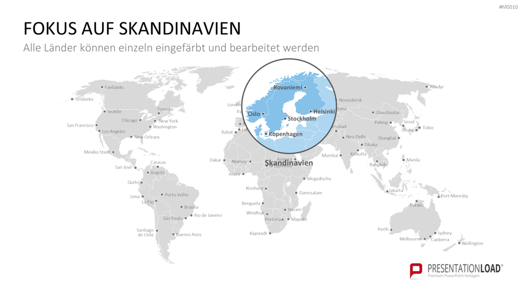 Weltkarte PowerPoint-Vorlage