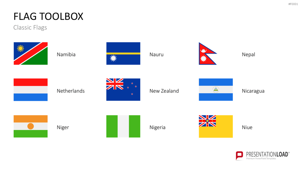 Länder-Flaggen Toolbox PowerPoint-Vorlage