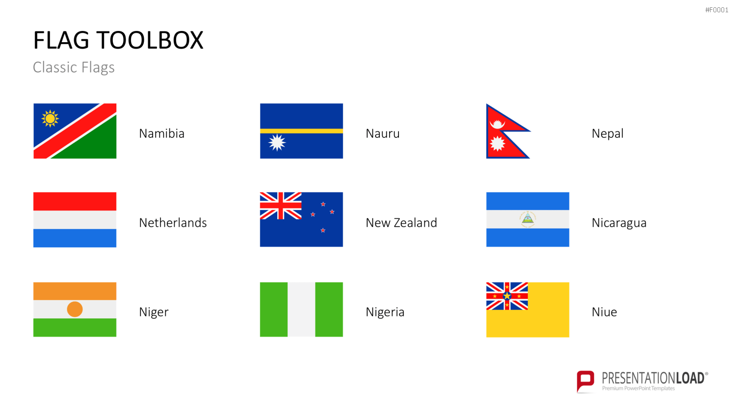 Länder-Flaggen Toolbox PowerPoint-Vorlage