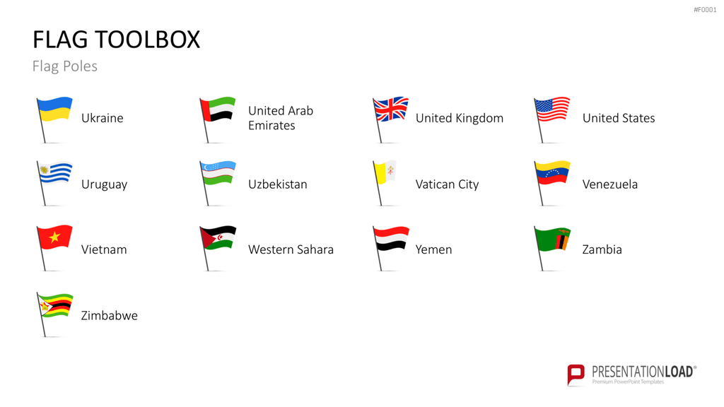 Länder-Flaggen Toolbox PowerPoint-Vorlage