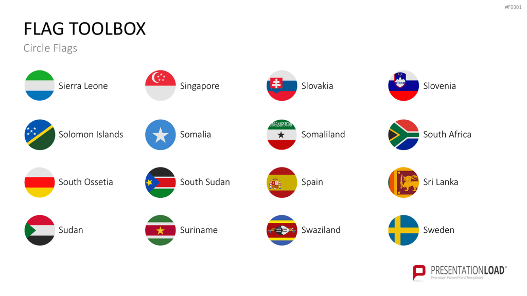 Länder-Flaggen Toolbox PowerPoint-Vorlage