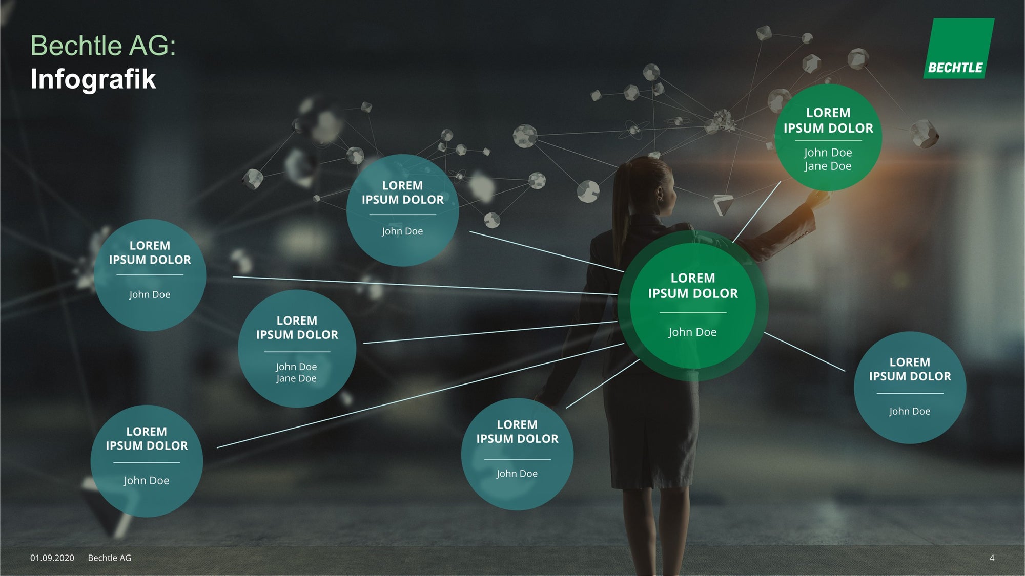 Business-Präsentation mit Netzwerk-Infografik