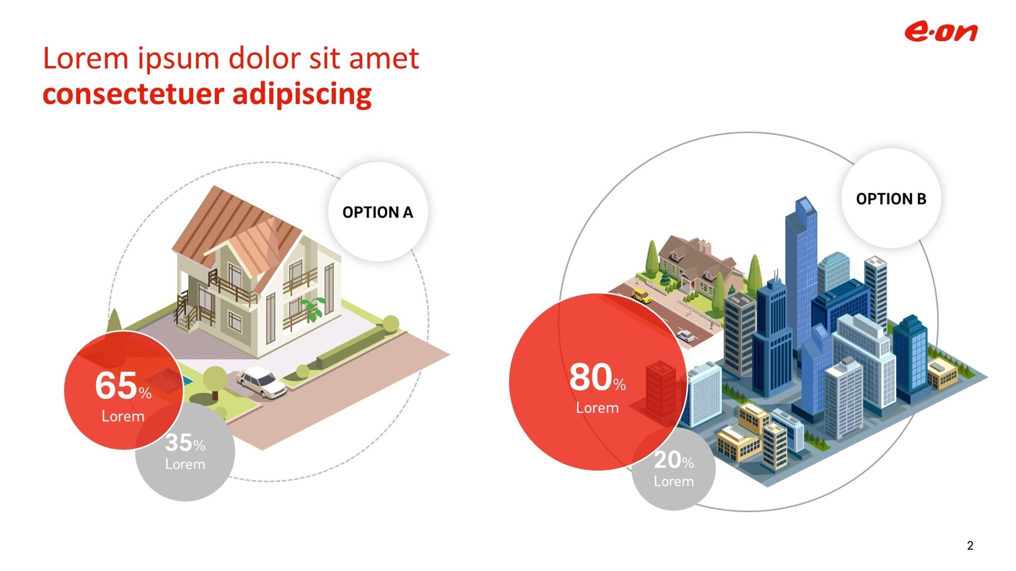 Haus, Stadt, Vergleich, Kreisdiagramme, Optionen