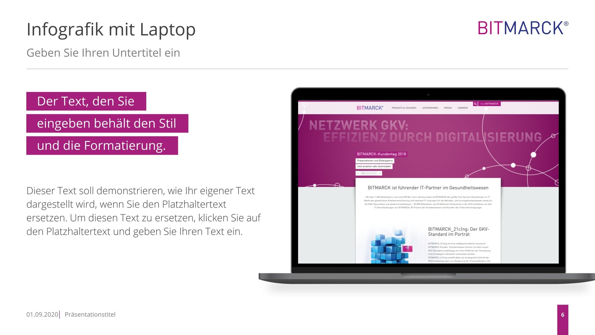 Laptop mit geöffneter PowerPoint-Folie