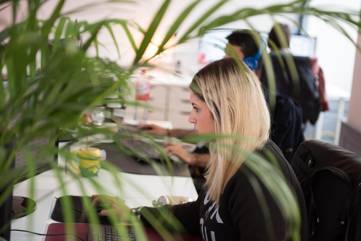 Frau arbeitet am Computer, Büro